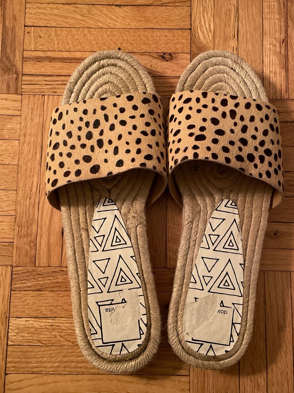 Dolce Vita Vonn Espadrille Slides with Leopard Print Calf Hair